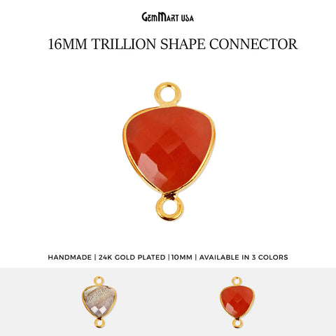 Trillion 16mm Double Bail Gold Bezel Gemstone Connector