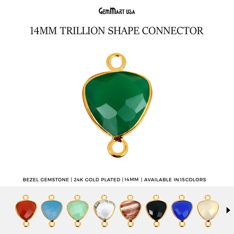 Trillion 14mm Double Bail Gold Bezel Gemstone Connector