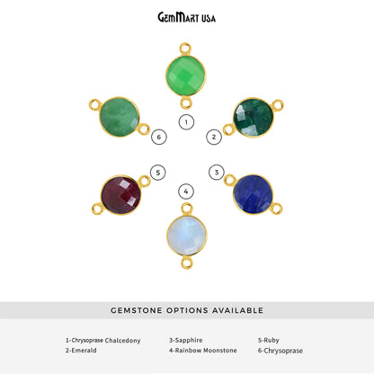 Round 14mm Double Bail Gold Bezel Gemstone Connector