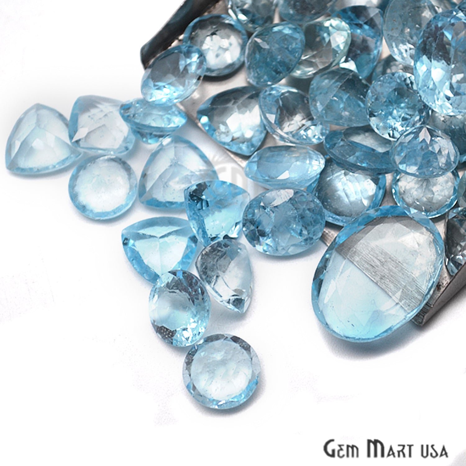 100cts Big Size Blue Topaz Mix Shape Loose Gemstones - GemMartUSA