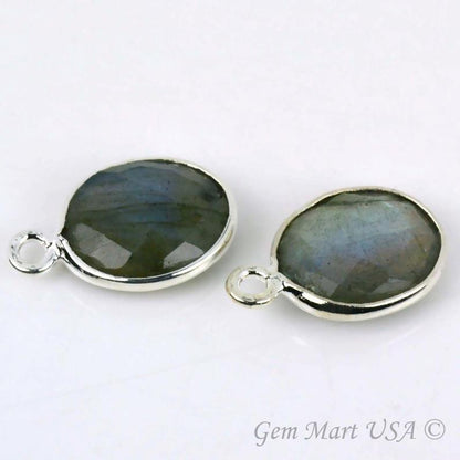 Oval 9x11mm Single Bail Silver Bezel Gemstone Connector (Pick Stone & Lot Size)