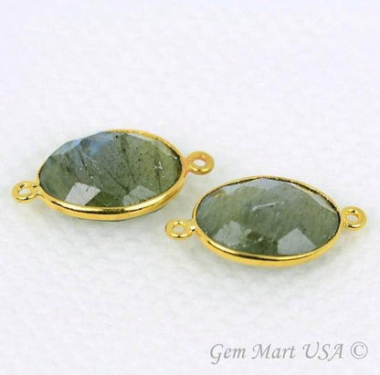 Oval 12x16mm Double Bail Gold Bezel Gemstone Connector