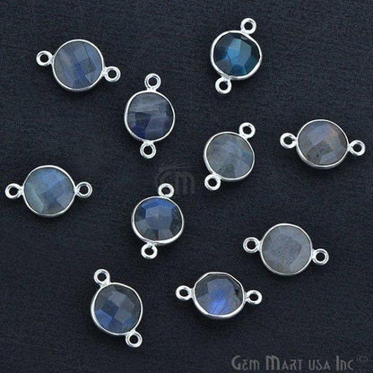 Round 8mm Double Bail Silver Plated Gemstone Connectors