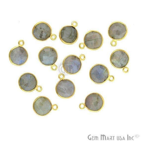 Round 8mm Single Bail Gold Plated Bezel Gemstone Connectors