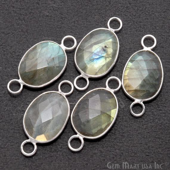 Oval 12x16mm Silver Bezel Big Bail Gemstone Connector