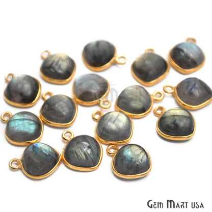 Flashy Labradorite 10mm Heart Shape Gold Plated Gemstone Connector - GemMartUSA