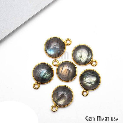 Round Shape 10mm Single Bail Gold Bezel Gemstone Cabochon Connector