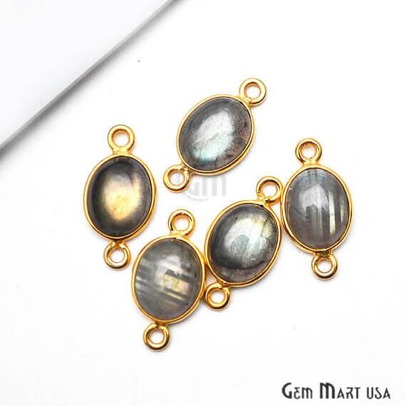 Oval 8x10mm Double Bail Gemstone Cabochon Connector