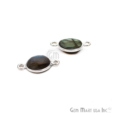 Cabochon Oval 8x10mm Silver Plated Gemstone Connector (Pick Gemstone,Bail) - GemMartUSA