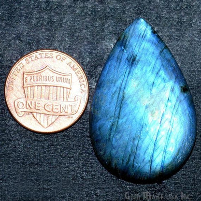 AAAmazing Labradorite 36x23mm Stunning Blue Fire Gem Cabochon - GemMartUSA