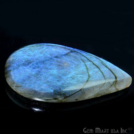 AAAmazing Labradorite 42x24mm Stunning Blue Fire Gem Cabochon - GemMartUSA