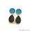 Double Druzy 24x9mm Gold Plated Dangle Stud Earrings (Pick your Gemstone) (90148-1) - GemMartUSA