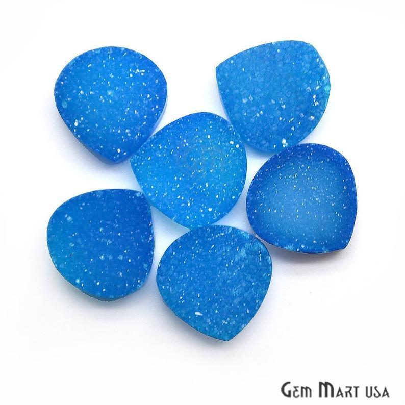 Plain Color Druzy 14mm Heart Shape Loose Cabochon (Pick Your Color) - GemMartUSA