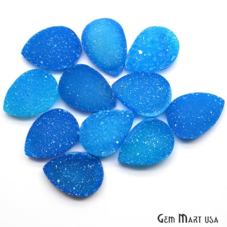 Plain Color Druzy 10x14mm Pear Shape Loose Cabochon (Pick Your Color) - GemMartUSA