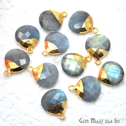 Labradorite 14mm Onion Gold Electroplated Single Bail Gemstone Connector