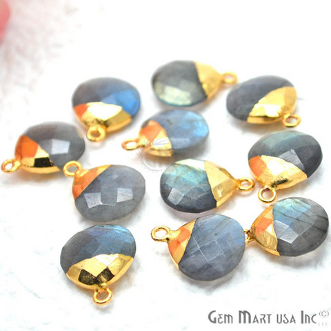 Labradorite 14mm Onion Gold Electroplated Single Bail Gemstone Connector