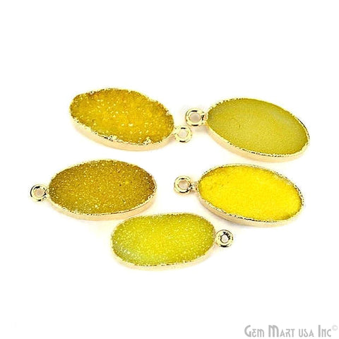 Gold Electroplated Druzy 10X20mm Oval Druzy Gemstone Connector (Pick Your Color, Bail) - GemMartUSA