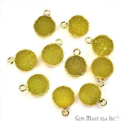 Gold Electroplated Druzy 10mm Round Shape Druzy Gemstone Connector (Pick Your Color, Bail) - GemMartUSA