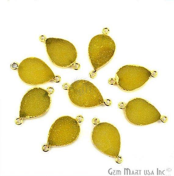 Gold Electroplated 13x18mm Pears Double Bail Druzy Gemstone Connector