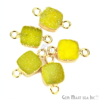 Gold Electroplated Druzy 8mm Square Double Bail Druzy Connector (Pick Color) - GemMartUSA