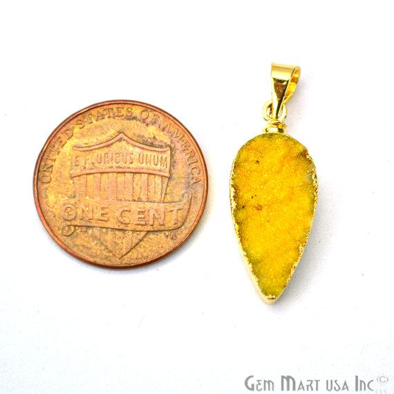 Gold Electroplated 22x9mm Pears Shape Druzy Pendant (50010) - GemMartUSA