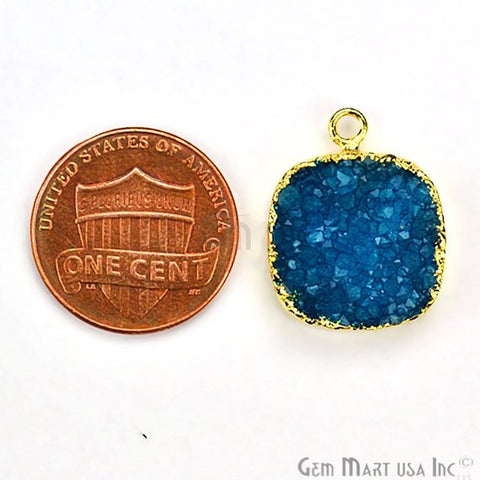 Gold Electroplated Druzy 16mm Square Druzy Gemstone Connector (Pick Your Color, Bail) - GemMartUSA