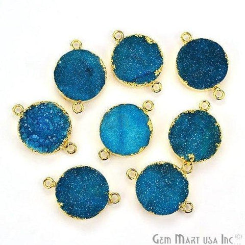 Gold Electroplated 16mm Round Double Bail Druzy Gemstone Connector