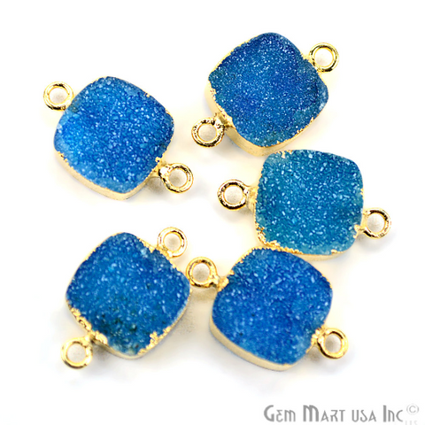 Gold Electroplated 12mm Square Double Bail Druzy Connector