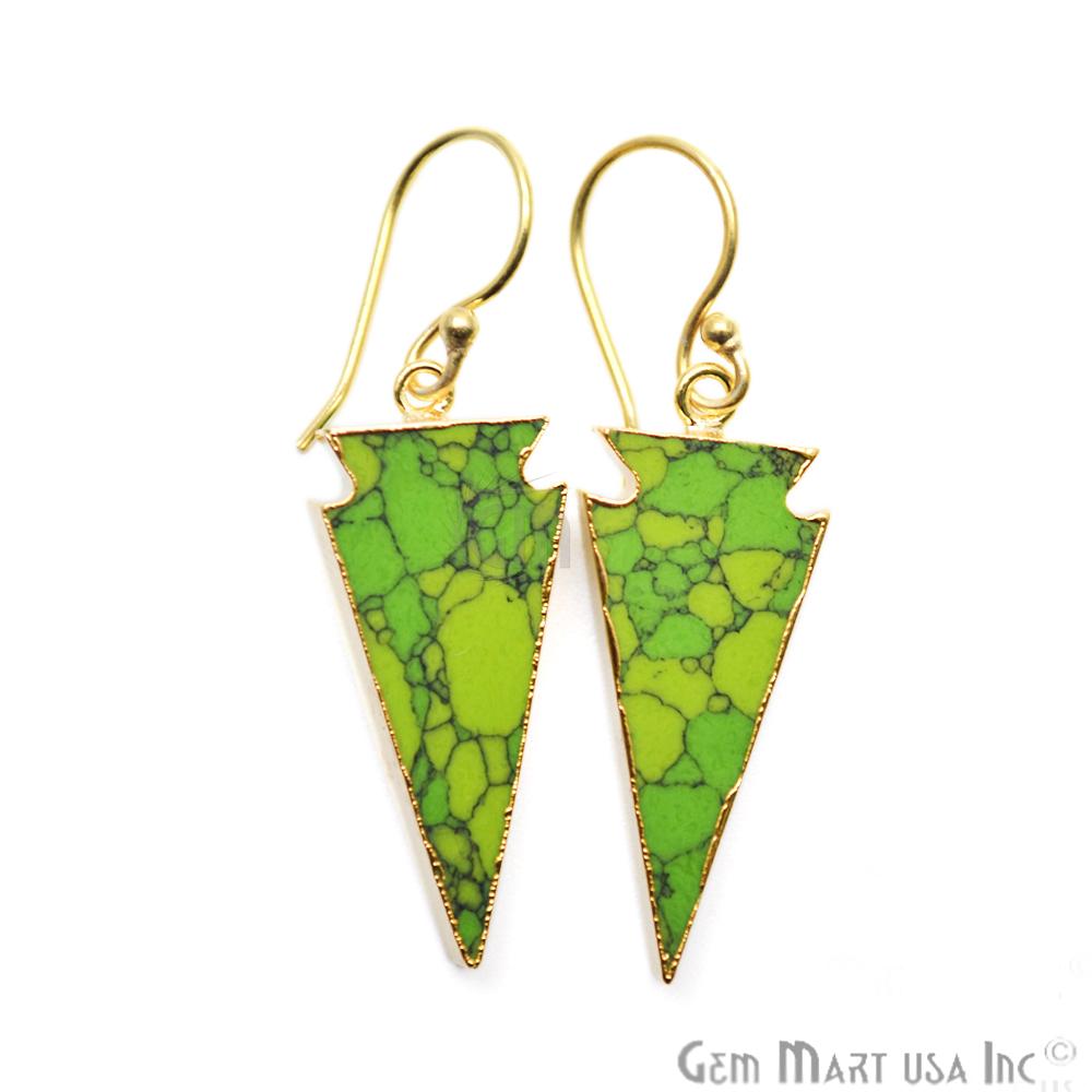 Triangle Shape 34x14mm Gold Plated Sediment Jasper Hook Earrings (Pick your Gemstone) (90163-1) - GemMartUSA