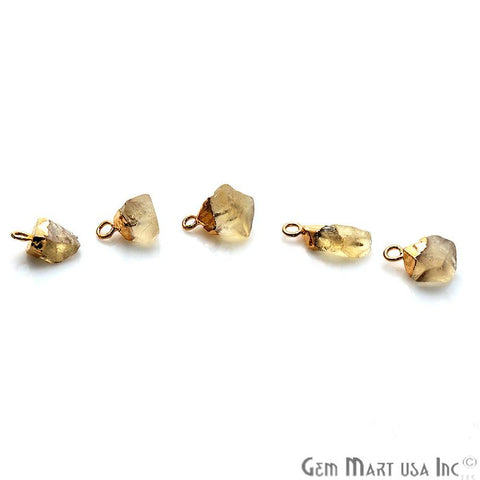 Rough Citrine Gemstone 12x8mm Gold Edged Bracelets Charm Connectors - GemMartUSA