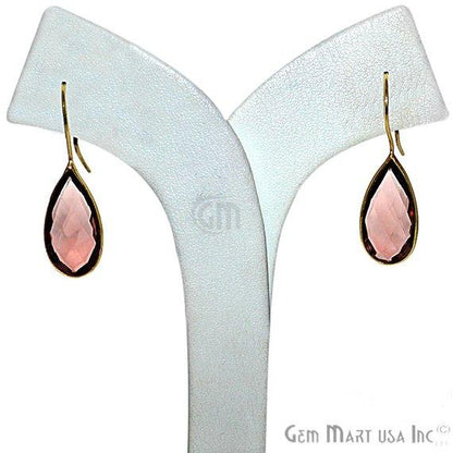 Pear Shape 21x11mm Gold Plated Gemstone Hook Earrings (Pick your Gemstone) - GemMartUSA