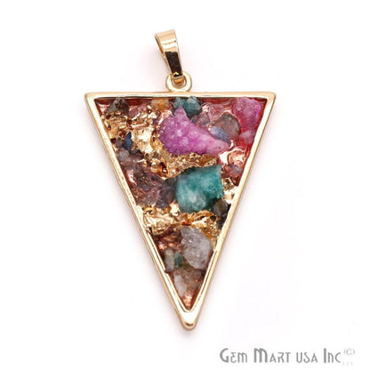 Multi Stone 30x28mm Triangular Shape Necklace Pendant - GemMartUSA