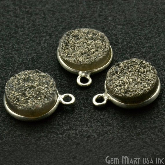 Titanium Druzy 10mm Round Bezel Connector (Pick Color, Bail, Plating) - GemMartUSA