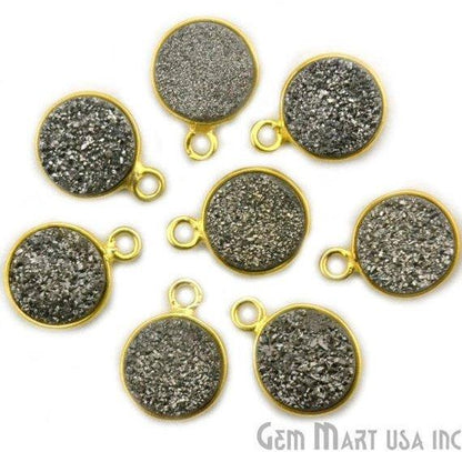 Titanium Druzy 8mm Round Bezel Connector (Pick Color, Bail, Plating) - GemMartUSA