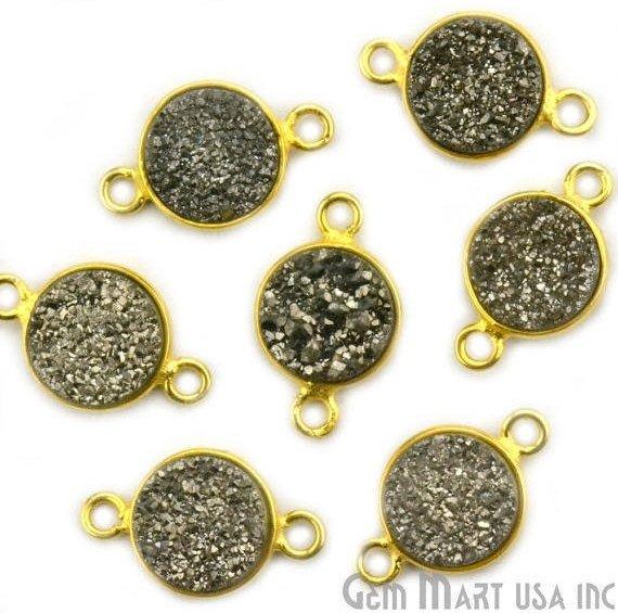 Titanium Druzy 8mm Round Bezel Connector (Pick Color, Bail, Plating) - GemMartUSA