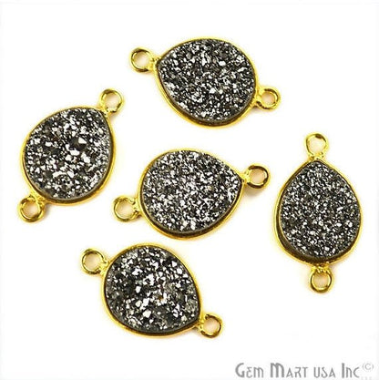 Titanium Druzy 10x12mm Pears Gold Plated Bail Gemstone Connector (Pick Color, Bail, Plating) - GemMartUSA