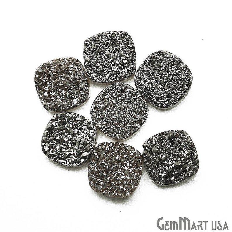 Plain Druzy 12mm Cushion Shape Loose Cabochon (Pick Your Color) - GemMartUSA