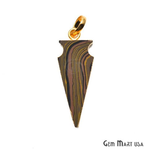 Arrowhead Copper Sediment Jasper Gold Edged Pendant (Pick Your Gemstone) - GemMartUSA