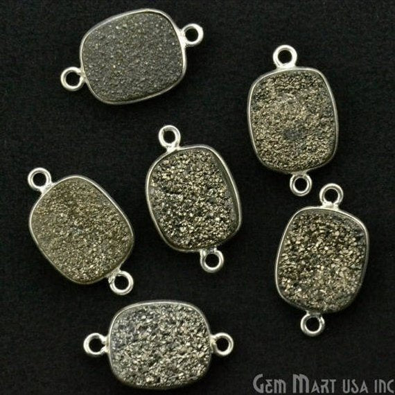 Titanium Druzy 9x11mm Octagon Bezel Connector (Pick Color, Bail, Plating) - GemMartUSA
