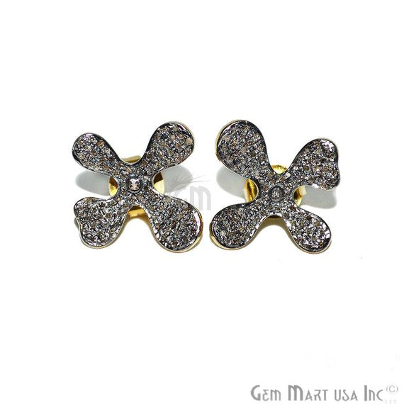 Diamond Stud Earring, Flower Shape Gold Vermeil Diamond Bridal Earrings - GemMartUSA (763620065327)
