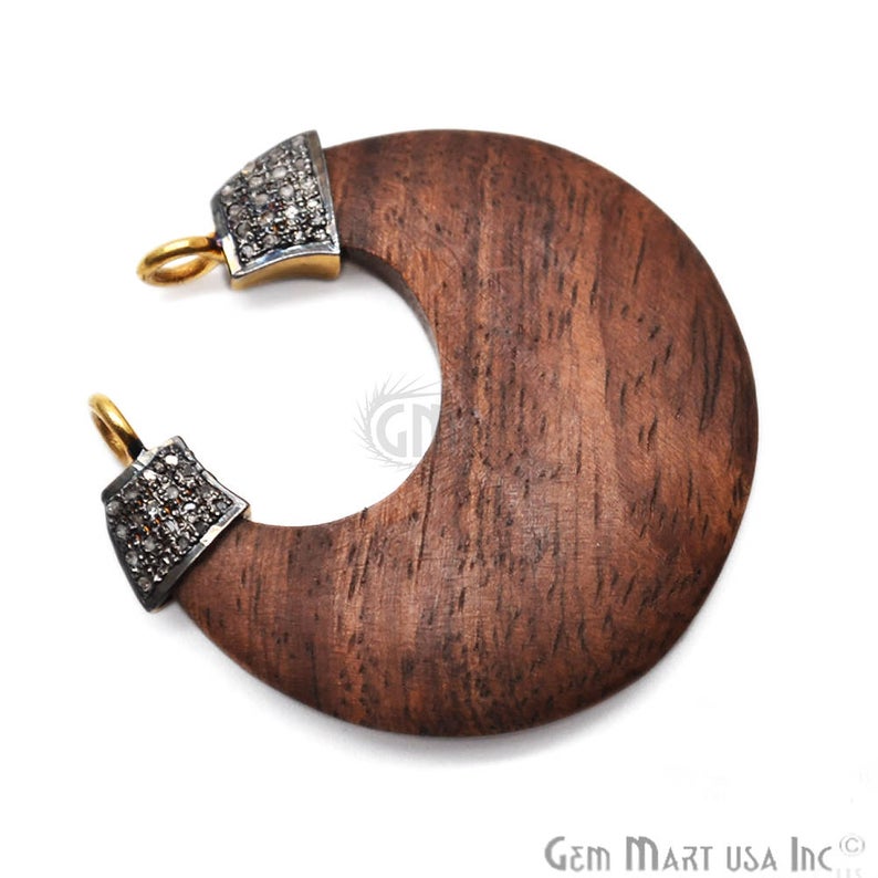 Crescent Pave Diamond Gold Vermeil Charm Pendant - GemMartUSA