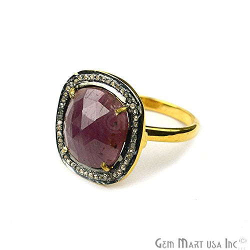 Sapphire with Diamond Pave...