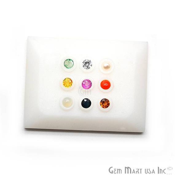 Navaratna loose Stone, Multicolor Loose Gemstones, 9 Astrological Gems, Navaratna Birthstones (NVRT-60001) - GemMartUSA