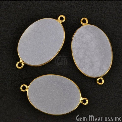 Color Druzy 15x20mm Oval Bezel Gold Plated Bail Gemstone Connector (Pick Color, Bail) - GemMartUSA