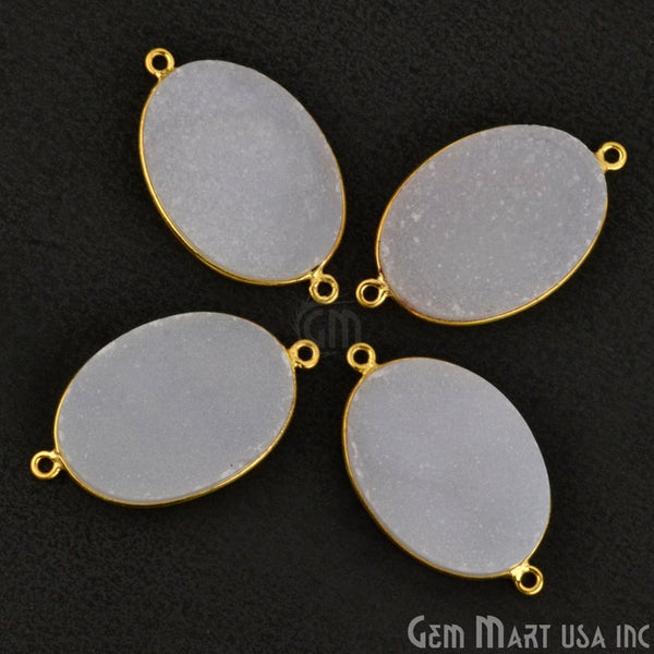 White Druzy 25x18mm Oval...