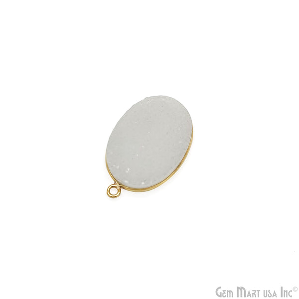 White Druzy 25x18mm Oval...