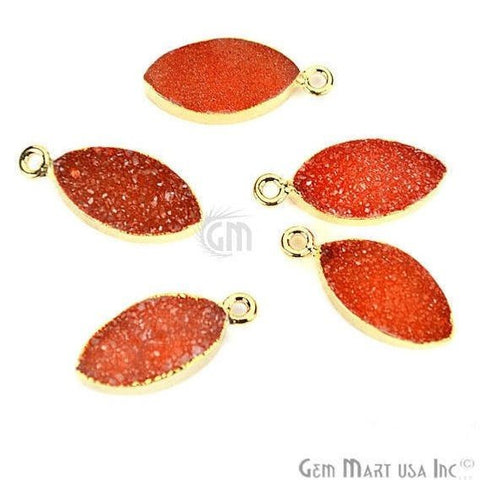 Gold Electroplated Druzy 8x16mm Marquise Single Bail Druzy Connector (Pick Color) - GemMartUSA