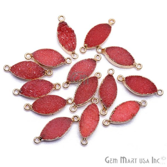 Gold Electroplated Orange Druzy...