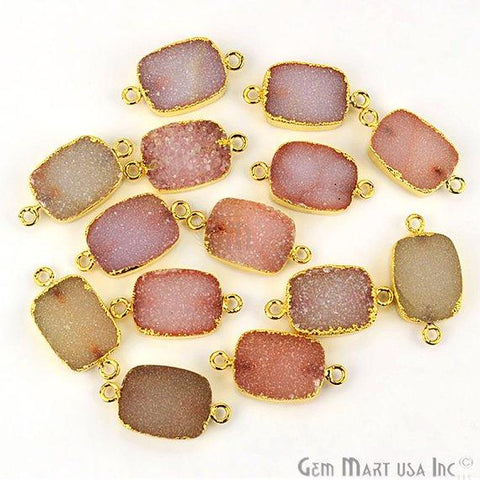 Gold Electroplated 12x16mm Octagon Double Bail Druzy Gemstone Connector