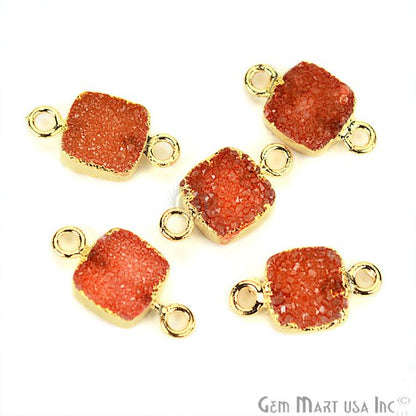 Gold Electroplated Druzy 8mm Square Double Bail Druzy Connector (Pick Color) - GemMartUSA